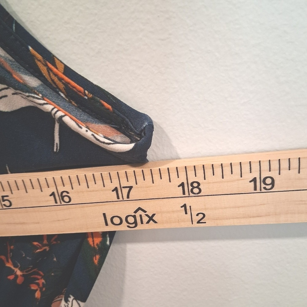 Hail3y:23 Tropical Floral Faux Wrap Midi Dress XL Dark Teal Summer Vacation - Picture 10 of 11